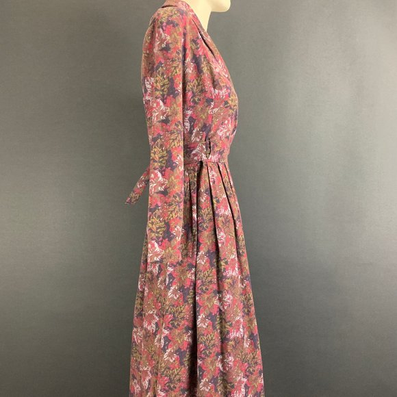 ❗️SOLD❗️80s Laura Ashley Leaf Print Long Sleeve Dress - Picture 9 of 14